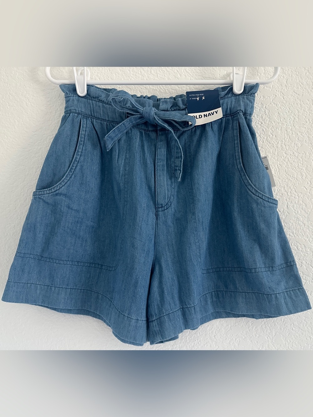 Old Navy - Chambray Paperbag Waist Tie Shorts - Size 6 - NWT